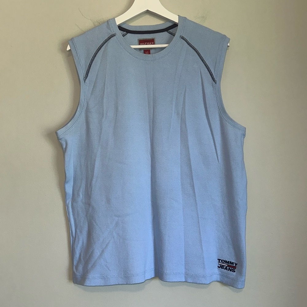 90's-00's Light blue Tommy Hilfiger Jeans Co sweater vest